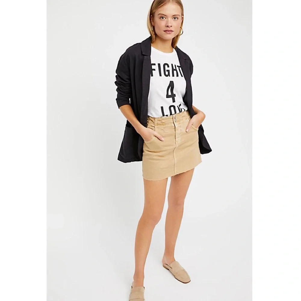 Free people brown denim skirt